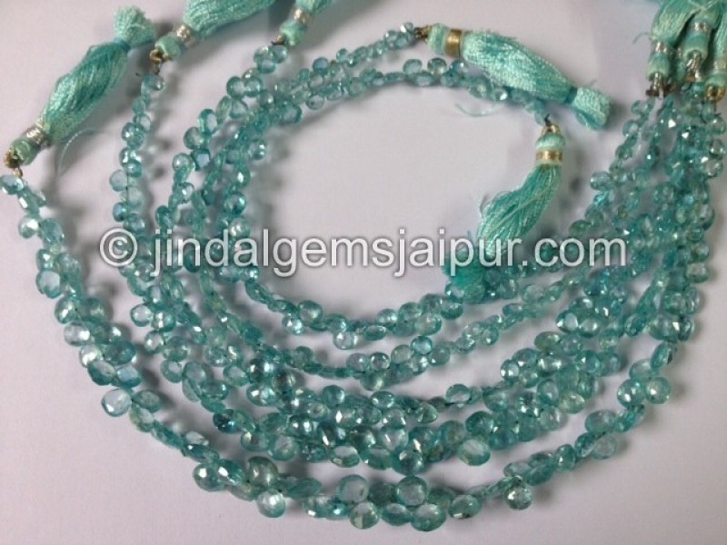 Blue Zircon Faceted Heart Shape Beads